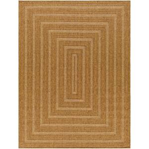 Pismo Beach Natural Wheat Border 8 ft. x 8 ft. Square Indoor/Outdoor Area Rug