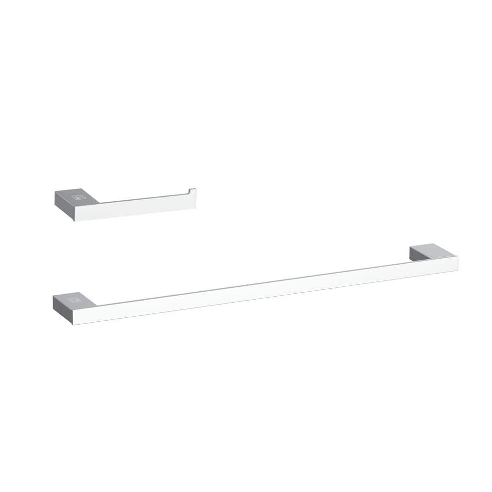 Timeless Home 2-Piece Bath Hardware Set with Toilet Paper and Towel Rod in 