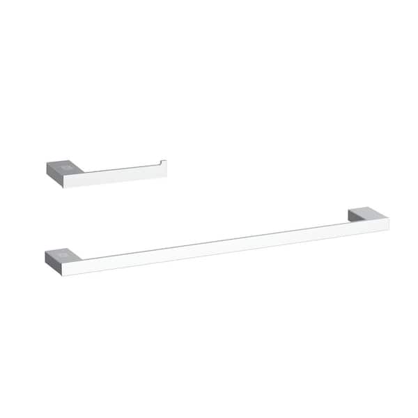 Unbranded Timeless Home 2-Piece Bath Hardware Set with Toilet Paper and Towel Rod in Chrome