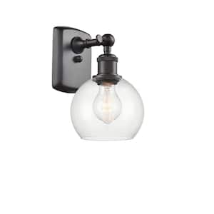 Athens 1-Light Oil Rubbed Bronze Wall Sconce with Clear Glass Shade