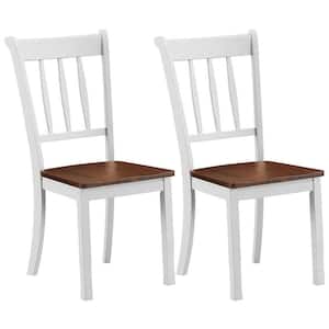 White Solid Wooden Dinning Side Chairs Bar Stools (Set of 2)