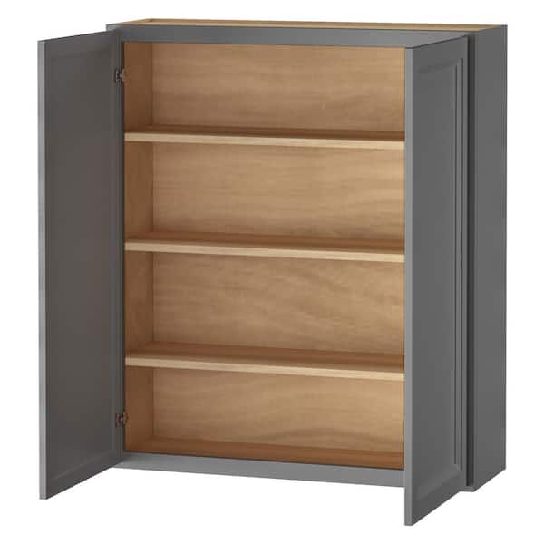 Keyport Shaker 36 in. W x 12 in. D x 42 in. H Plywood Tool-Free Ready To Assemble Wall Kitchen Cabinet in Charcoal