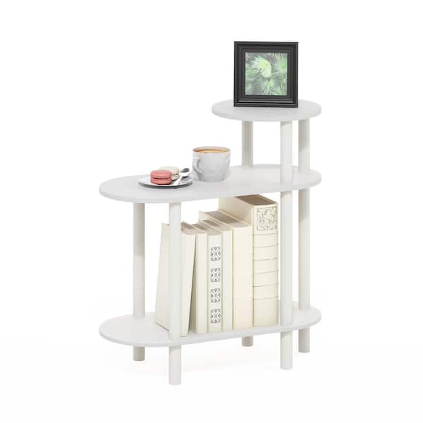 Furinno Turn-N-Tube 23.23 in. White/White Oval Wood End Table