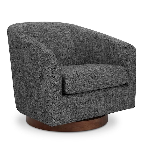 Spruce & Spring Nereus Dark Gray Fabric Swivel Accent Arm Chair with Wood Base