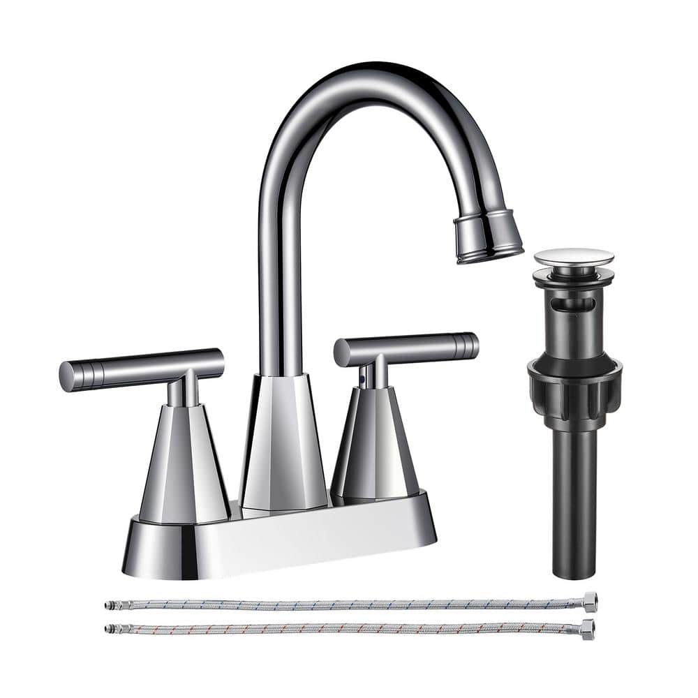 Rotatable 4 in. Center set Double-Handle Bathroom Faucet with Drain Kit Included in Chrome price history on PriceWatchPro