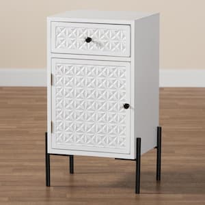 Nefeli White and Black Storage Cabinet with One Drawer
