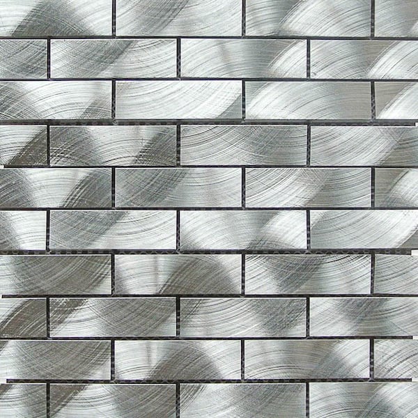 Ivy Hill Tile Urban Silver 1 in x 3 in Aluminum Mosaic Tile