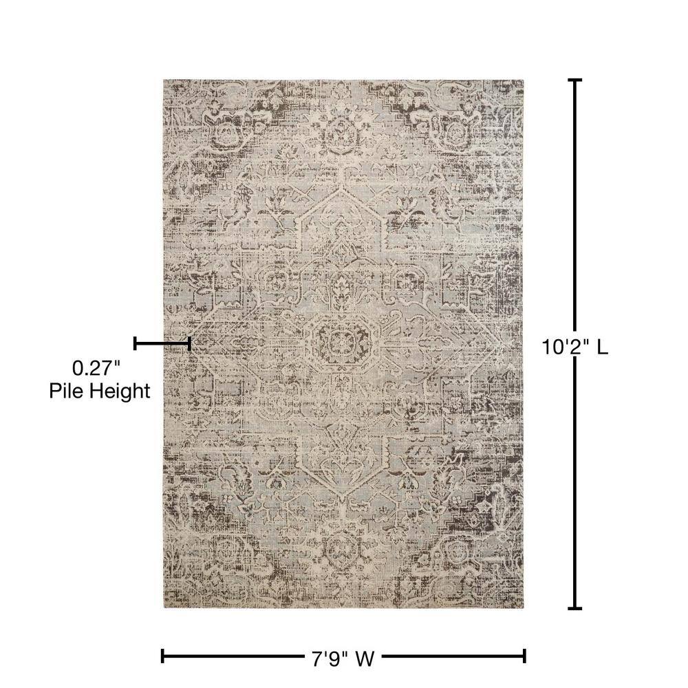 Sofia Fleur Gray Medallion Synthetic Indoor/Outdoor Rug 7'9" x 10'2"