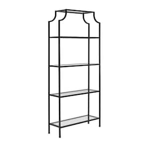 83.38 in. Oil Rubbed Bronze/Clear Metal 4-shelf Etagere Bookcase with Open Back