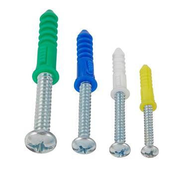 202-Piece #4-#16 x 7/8 in. x 1-1/2 in. Plastic Ribbed Anchor Pack with Screw