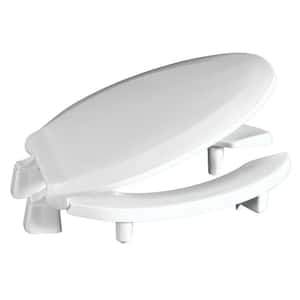 ADA Compliant Raised Elongated Open Front with Cover Toilet Seat in White