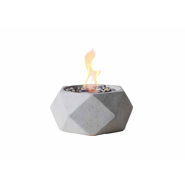 Solo Stove Geo 10.5 in Indoor/Outdoor Concrete Tabletop Fire Bowl in Pewter