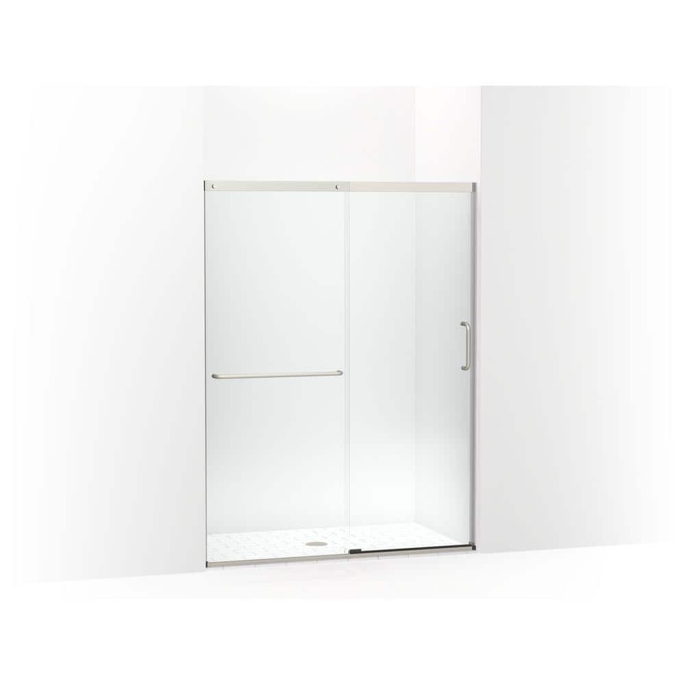 Elate Frameless Sliding Shower Door with Clear Glass and Nickel Finish
