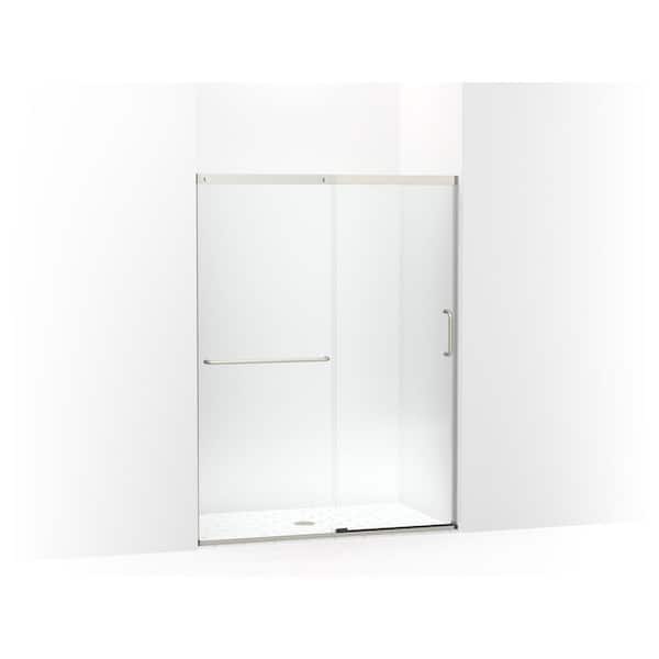 KOHLER Elate 50-54 in. W x 71 in. H Sliding Frameless Shower Door in Anodized Matte Nickel with Crystal Clear Glass