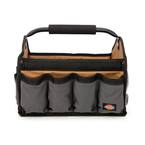 12 in. Soft Sided Construction Work Bin Tool Tote with Padded Steel Handle, Grey/Tan