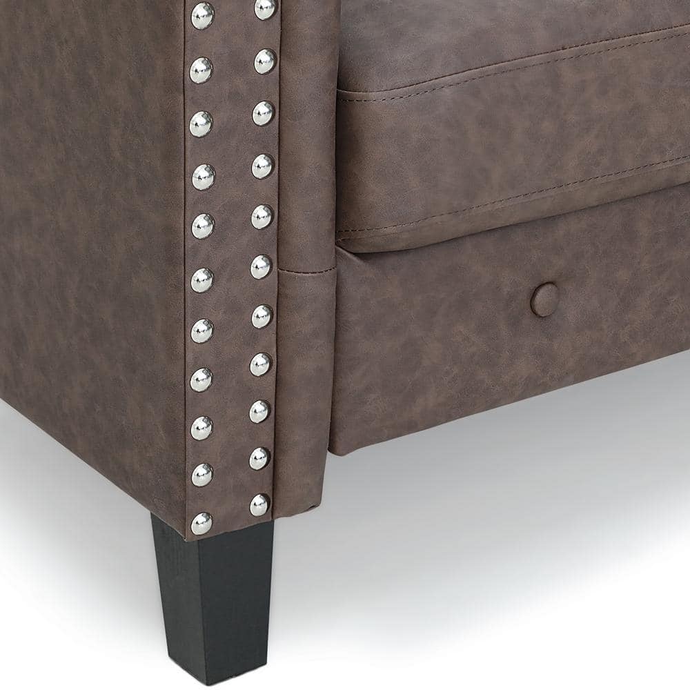 Vintage Chesterfield Tufted 3-Seater Sofa in Brown Faux Leather