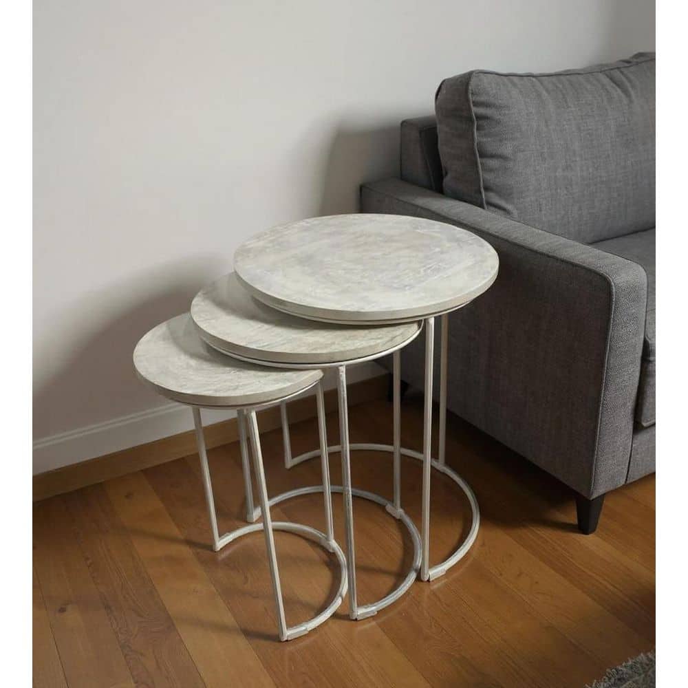 17.50 in. White Round Solid Wood End Table