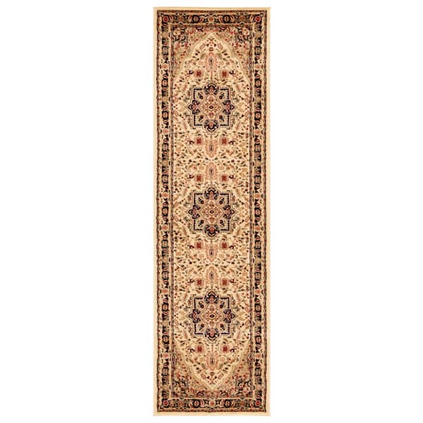 Lyndhurst 2 ft. x 8 ft. Beige/Black Oriental Runner Rug