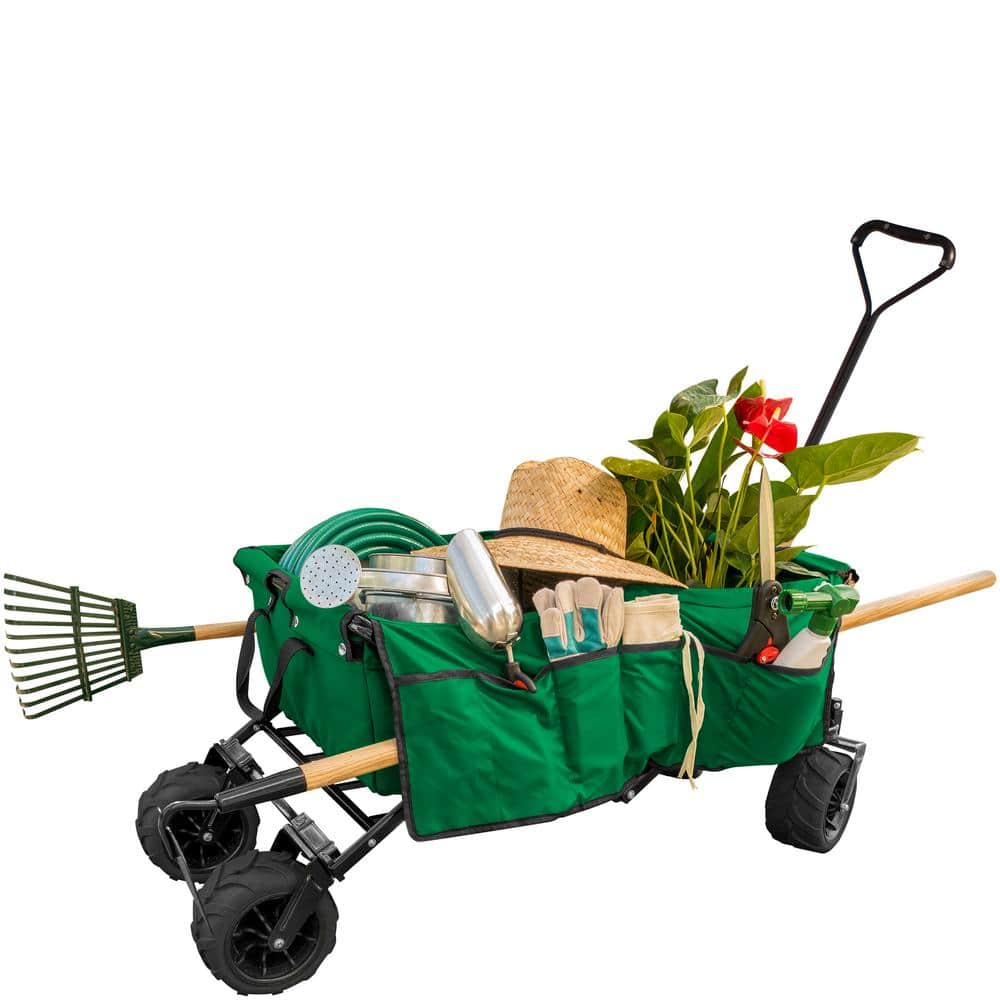 Green Heavy-Duty All-Terrain Folding Utility Wagon