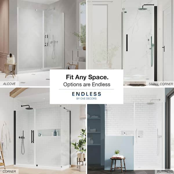 OVE Decors Breeze 34 in. L x 34 in. W x 76.97 in. H Corner Shower Kit with  Clear Framed Sliding Door in Black and Shower Pan 15SKC-BREE34-BL - The  Home Depot