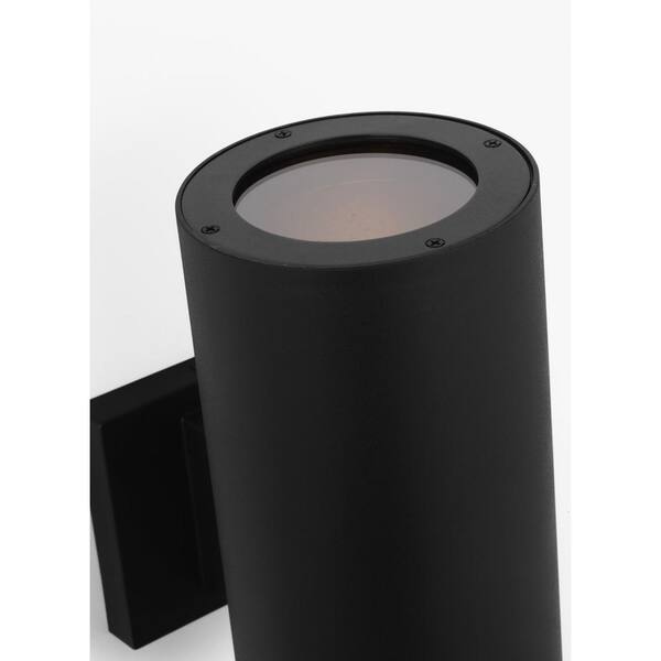 Generation Lighting - Outdoor Cylinders Medium 2-Light Textured Black StoneStrong Outdoor Wall Lantern