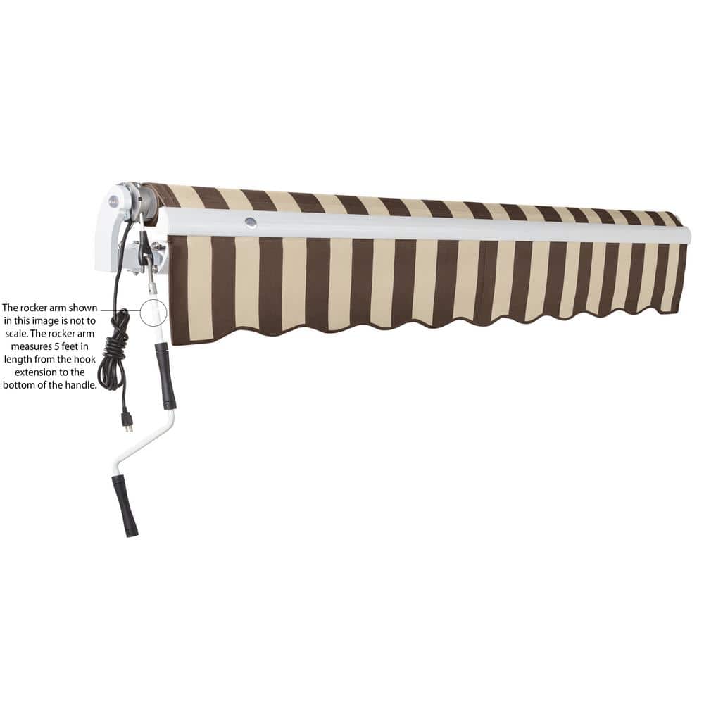 8' x 6.5' Brown and Tan Stripe Motorized Patio Awning