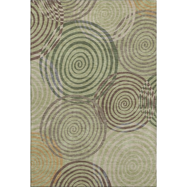 Mayfield Premium Machine Washable Abstract AMF2435 Aloe 10 ft. x 14 ft. Area Rug