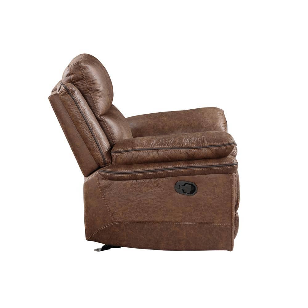 Ryland Brown Microfiber Glider Recliner with Manufactured Wood Frame
