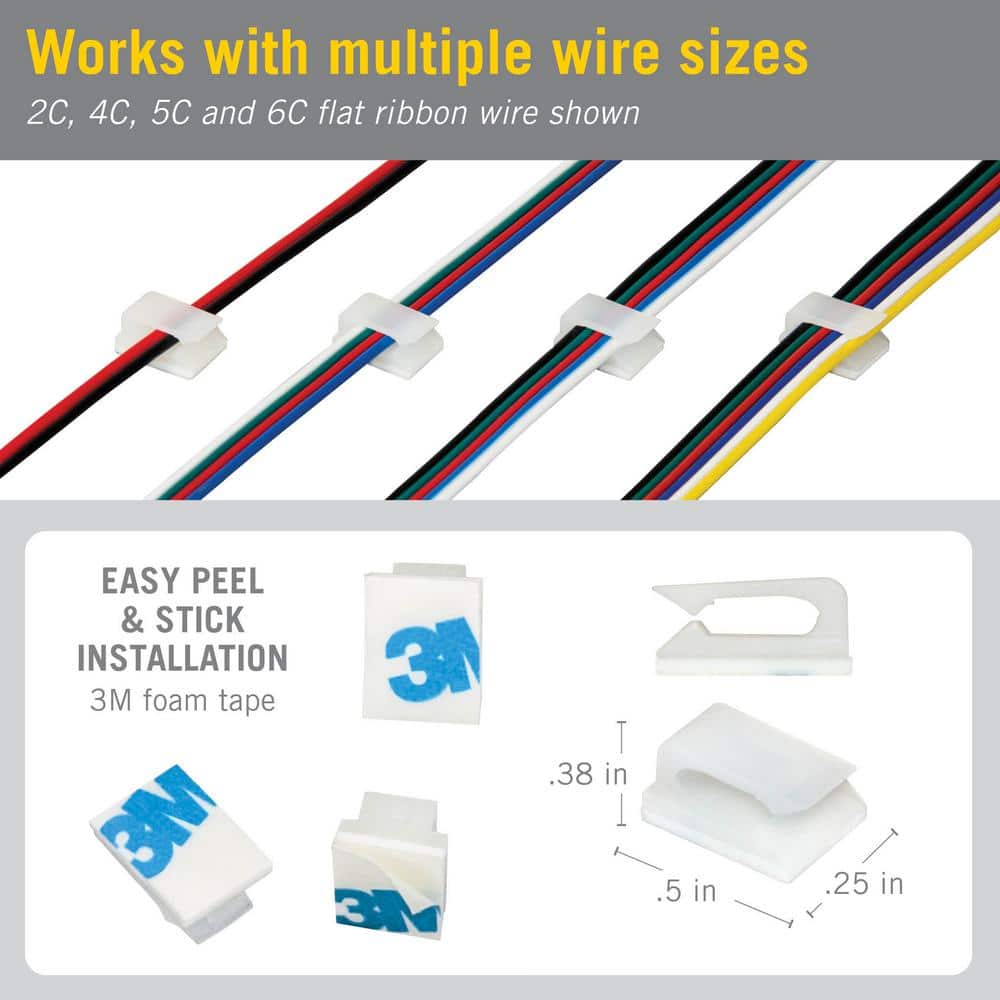 White Plastic Wire Support Clips for LED Strip Lights