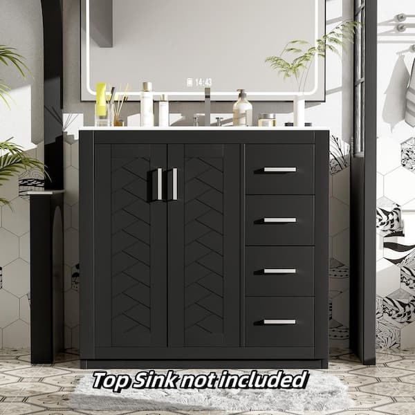 Virubi 35 in. Freestanding Bath Vanity Cabinet without Top in Gray