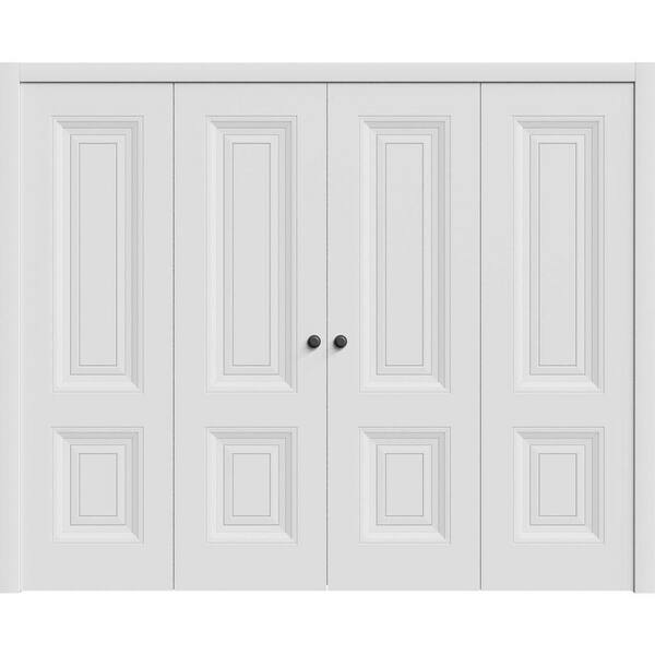 7422 96 in. x 80 in. Sold Core White Color Wood Bi-fold Door with Hardware
