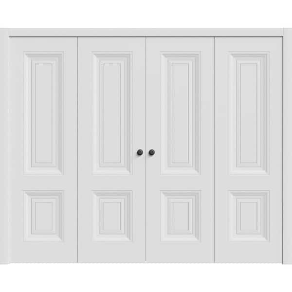 7422 96 in. x 84 in. Sold Core White Color Wood Bi-fold Door with Hardware