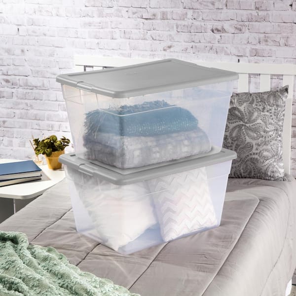 Sterilite Stackable 56 Quart Storage Tote, Clear with Marine Blue Lid (8  Pack) - On Sale - Bed Bath & Beyond - 36031630