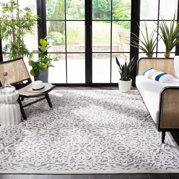 Reversible Scroll Border Lattice Outdoor Patio Mat