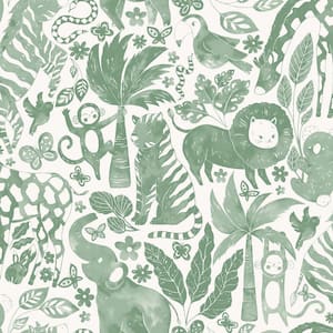 Sweet Safari Green Peel and Stick Wallpaper Sample