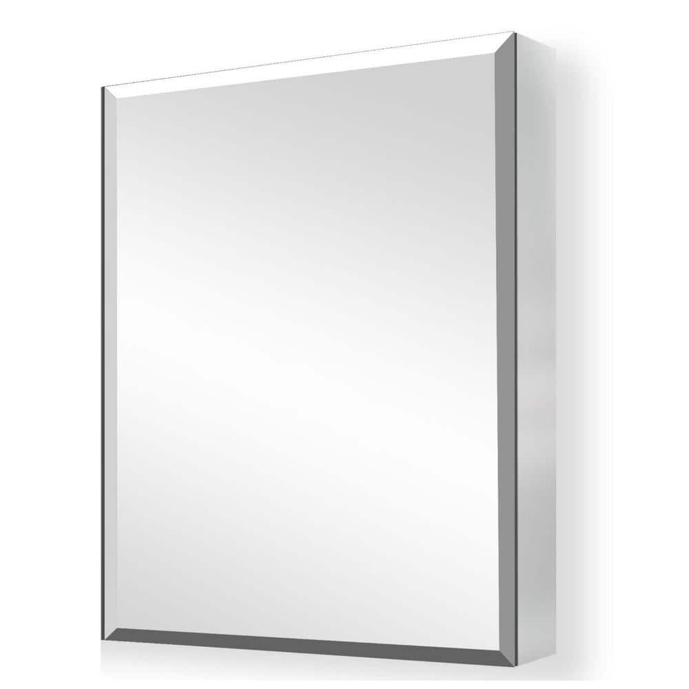 20 in. W x 26 in. H Small Rectangular Silver Recessed/Surface Mount Bathroom Medicine Cabinet with Mirror Left Open, Sliver
