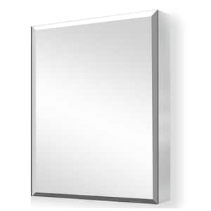 20 in. W x 26 in. H Small Rectangular Silver Recessed/Surface Mount Bathroom Medicine Cabinet with Mirror Left Open
