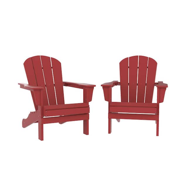 itapo Red Plastic Adirondack Chair (2Piece) JRW120941870 The Home Depot
