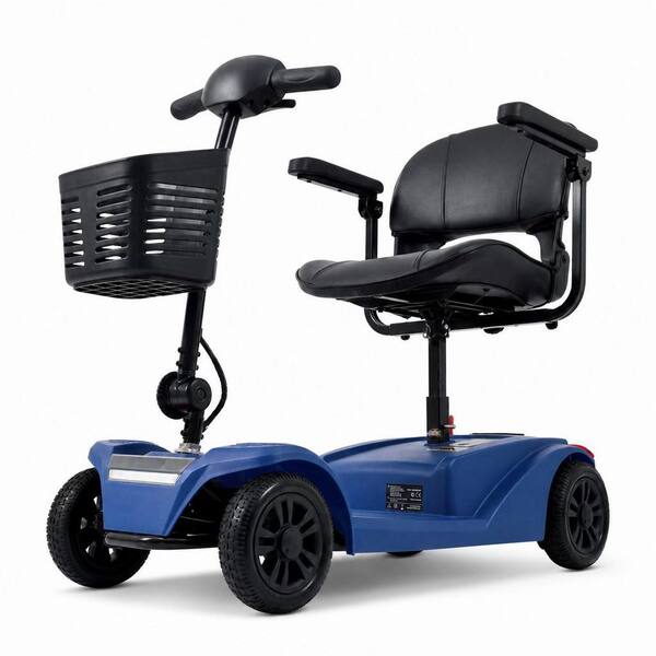 4-Wheel Mobility Scooter in Blue, 300 lbs. Capacity Foldable Scooter for Seniors, Summer Shopping Travel Scooter