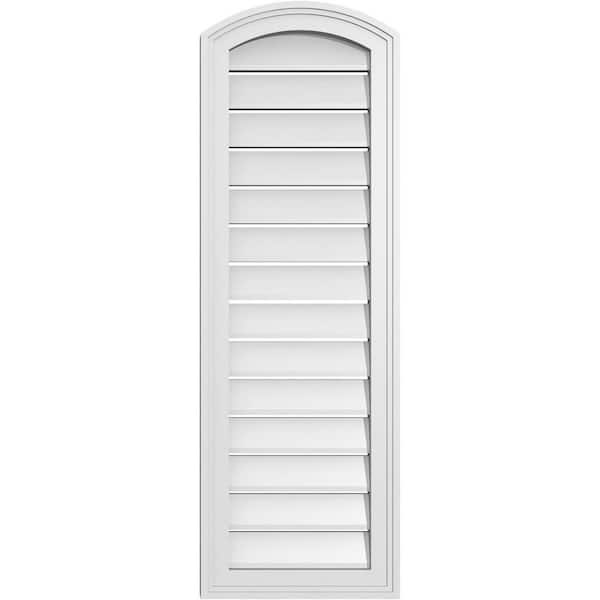 Ekena Millwork 14" x 40" Arch Top Surface Mount PVC Gable Vent: Non-Functional with Brickmould Frame