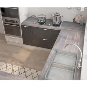 6 ft. L x 25 in. D, Acacia Butcher Block Standard Countertop in Dusk Grey with Square Edge