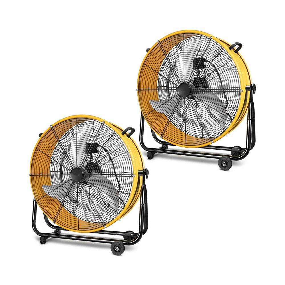 24 in. 3 Speeds Heavy-Duty Metal Circulation Drum Fan in Yellow for Industrial, Commercial, Residential, Shop, (2-Pack) price history on PriceWatchPro