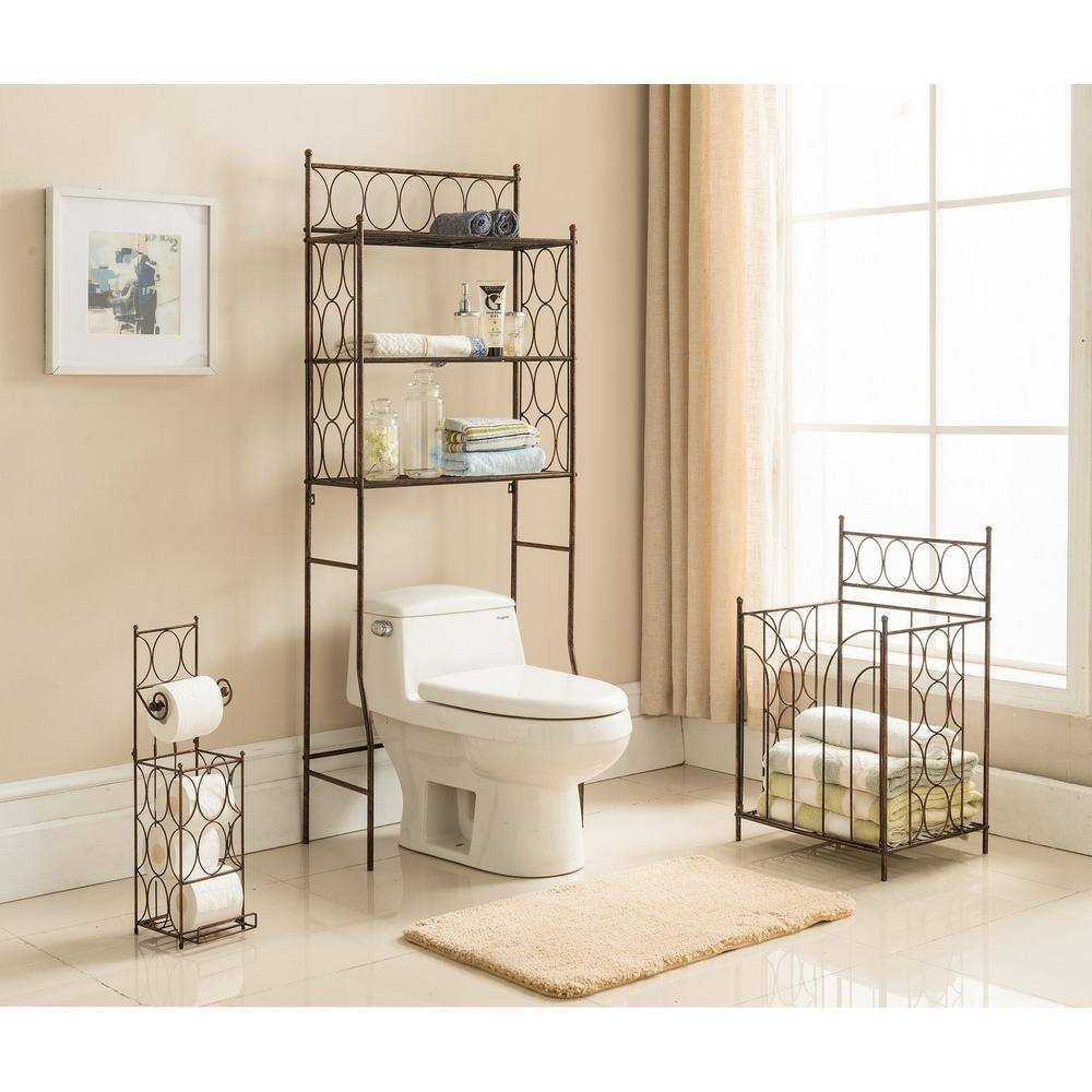 Kings Brand Furniture 24 In W X 64 In H X 12 In D 3 Shelf Over The Toilet Storage Set 7211mb The Home Depot