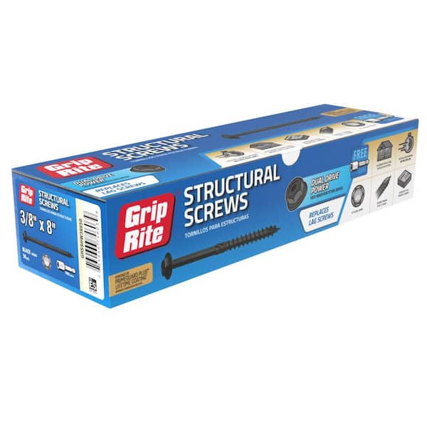 5-Pack 3/8 in. x 8 in. Hex Drive Hex Head Structural Screws 50 Per Box/250-Piece