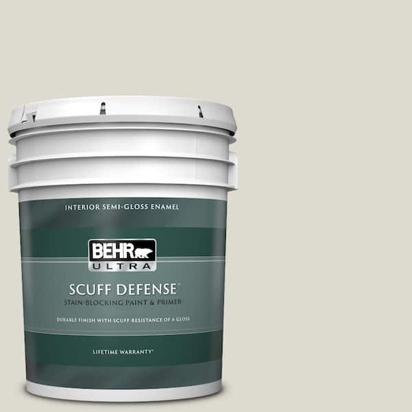 BEHR ULTRA 5 gal. #GR-W11 Silver Ash Extra Durable Semi-Gloss Enamel Interior Paint & Primer
