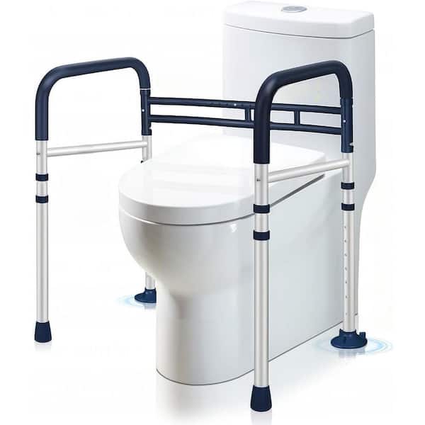 Compact Foldable Toilet Seat Rails, Adjustable Senior Support W/ Travel Bag, Tool-Free, 24.8 in. x16. 5 in. Lake Blue