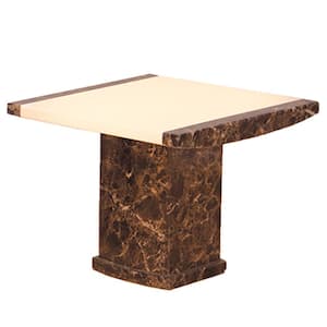 Phoebe 28 in. L Espresso Marble Square End Table