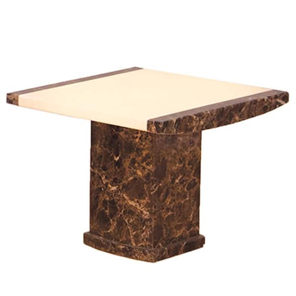 Best Master Furniture Phoebe 28 in. L Espresso Marble Square End Table