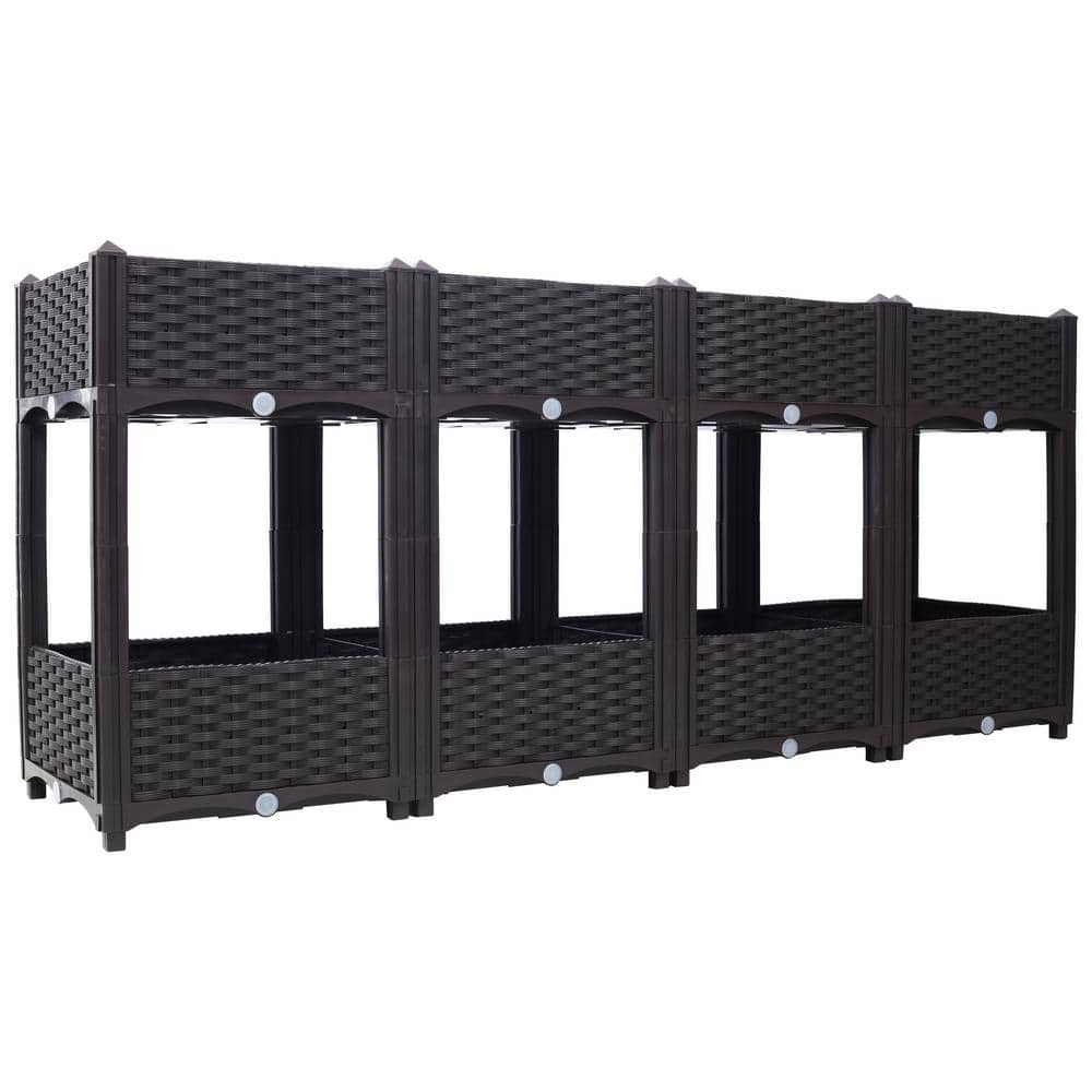 63 in. x 15.7 in. x 27.7 in. Polypropylene Elevated Planter Garden Box with