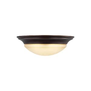 Nash 16.75 in. 3-Light Bronze Classic Contemporary Flush Mount with Amber Scavo Glass Twist-Lock Shade